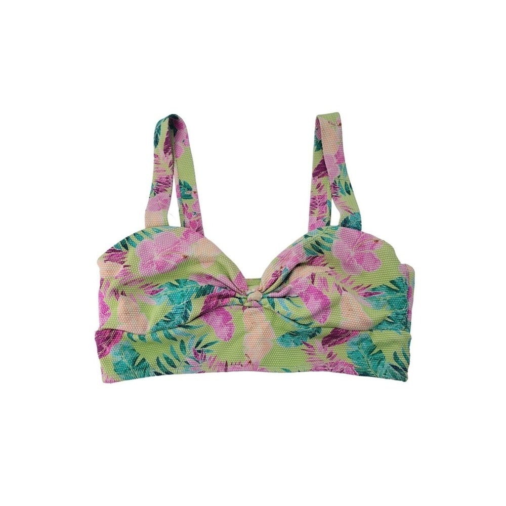 Island Soul Swim Top Large Womens Multicolor Floral Print Padded Pullover Swim